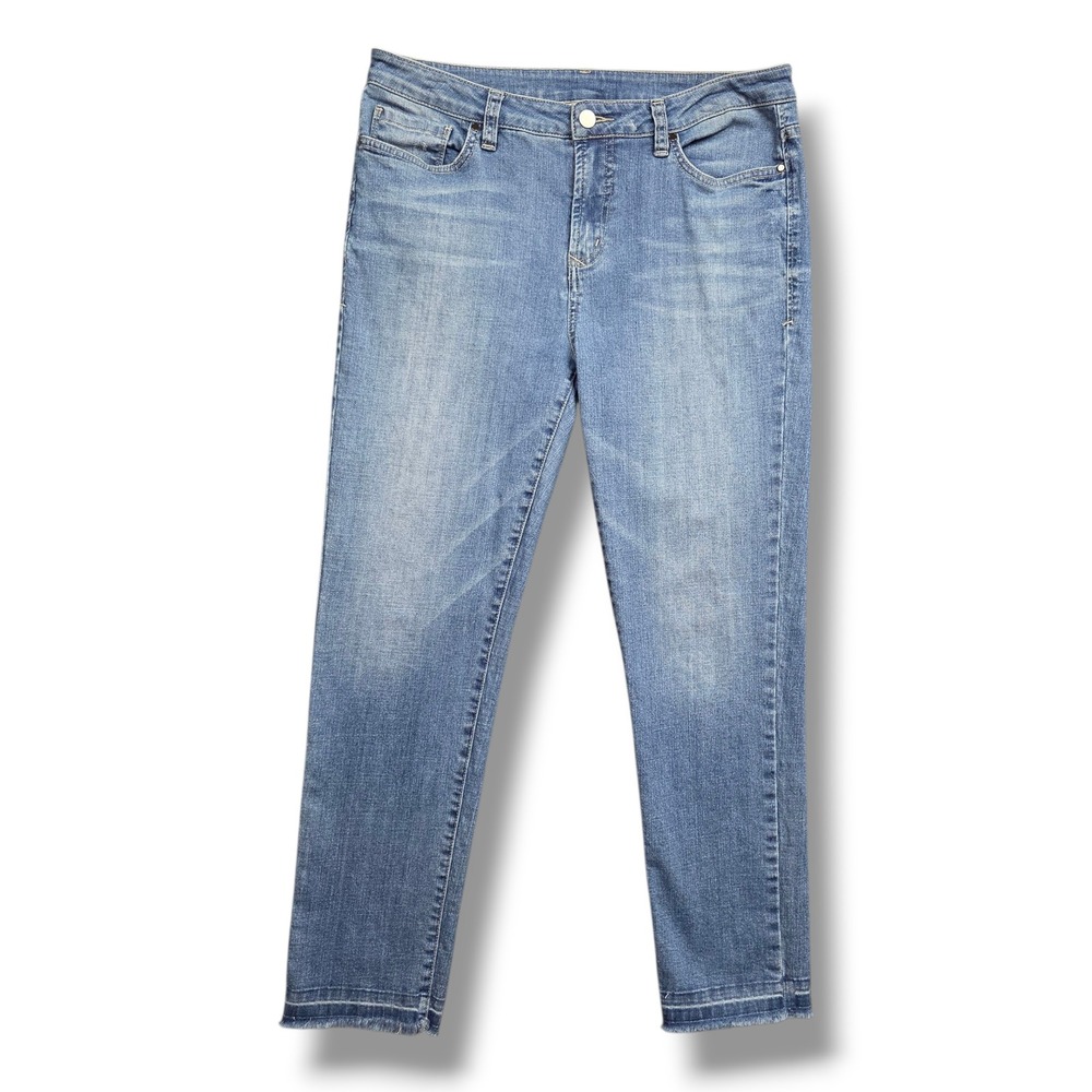 Soft‎ Surroundings Ankle Jeans Womens 10 Calais Frayed Hem High Rise